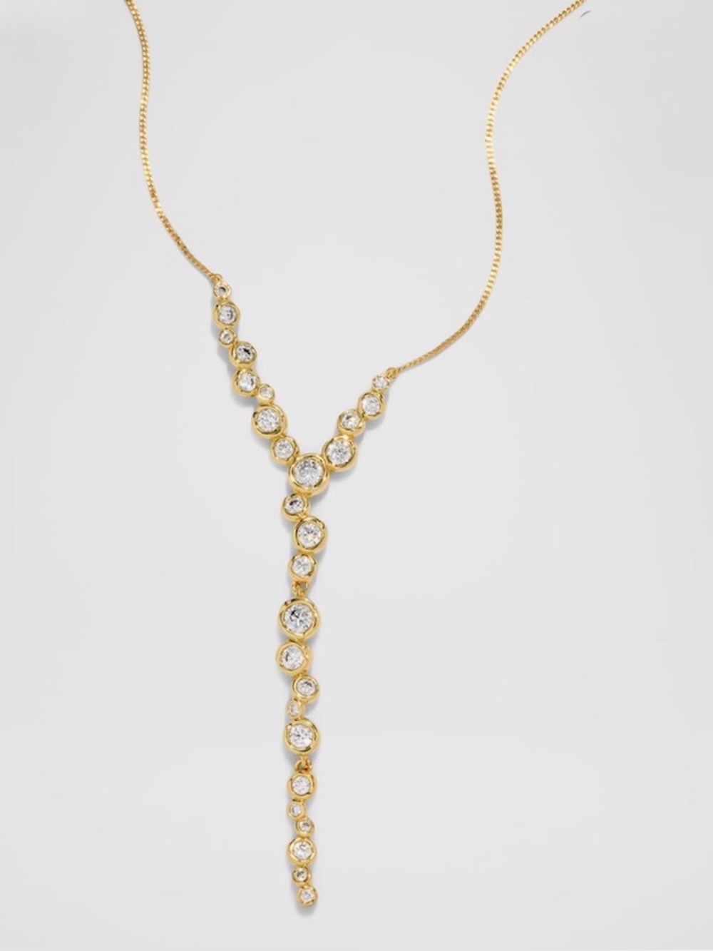 NEW Alexis Bittar Asterales Cascading Necklace Gold Clear CZ JN28